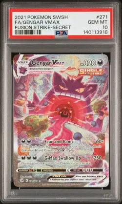2021 POKEMON SWORD & SHIELD FUSION STRIKE SECRET FULL ART/GENGAR VMAX PSA 10 - Image 1