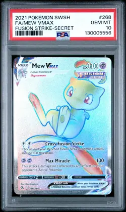 2021 POKEMON SWORD & SHIELD FUSION STRIKE SECRET #268 FULL ART/MEW VMAX PSA 10 - Image 1