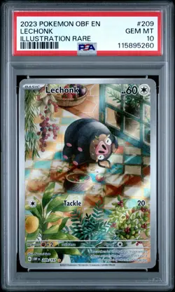 2023 POKEMON OBF EN-OBSIDIAN FLAMES ILLUSTRATION RARE #209 LECHONK PSA 10 - Image 1