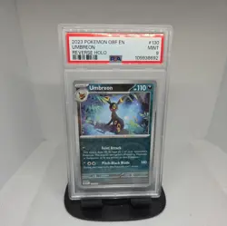 2023 POKEMON OBSIDIAN FLAMES REVERSE HOLO UMBREON 130/197 PSA 9 - Image 1