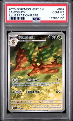 2025 POKEMON WHT EN-WHITE FLARE ILLUSTRATION RARE #092 SAWSBUCK PSA 10 - Image 1