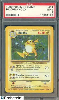 1999 Pokemon Game #14 Raichu Holo PSA 9 MINT - Image 1