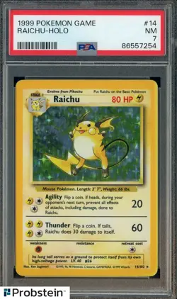 1999 Pokemon Game #14 Raichu Holo PSA 7 NM - Image 1