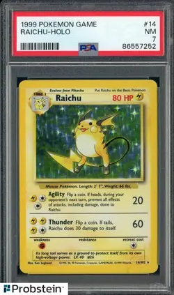 1999 Pokemon Game #14 Raichu Holo PSA 7 NM - Image 1