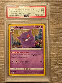 Pokemon Gengar SWSH052 SWSH: Sword & Shield Promo Cards Holo PSA 8 with Swirl - Image 1