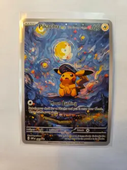 Pokemon Pikachu Starry Night Van Gogh Black Star Promo Fan Art Card - 60 HP - Image 1
