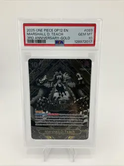 2025 ONE PIECE OP12-LEGACY OF THE MASTER 3RD ANNIV-GOLD MARSHALL D. TEACH PSA 10 - Image 1