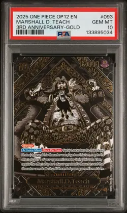 2025 ONE PIECE OP12-LEGACY OF THE MASTER 3RD ANNIV-GOLD MARSHALL D. TEACH PSA 10 - Image 1