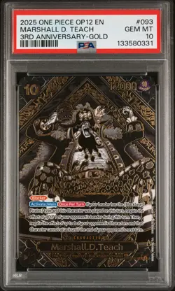 2025 ONE PIECE OP12-LEGACY OF THE MASTER 3RD ANNIV-GOLD MARSHALL D. TEACH PSA 10 - Image 1
