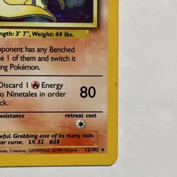 Pokemon TCG Ninetales Base Set Holo Unlimited Rare Card 12/102 1999 WOTC - Image 5