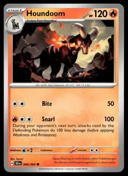 Houndoom 8/64 Pokemon Card Shrouded Fable Common 120 HP Near Mint F10 - Image 1