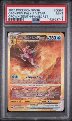 2023 POKEMON SWORD AND SHIELD CROWN ZENITH GG67 ORIGIN FORME PALKIA VSTAR PSA 9 - Image 1