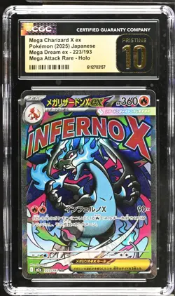 CGC Pristine 10 Pokemon MEGA Charizard X ex MA 223/193 MEGA Dream ex BLACK LABEL - Image 1