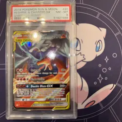 Pokemon TCG PSA 8 Graded Reshiram & Charizard GX Tag Team 20/214 - Image 1