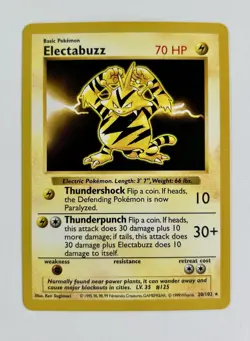 Electabuzz 1999 Pokemon Game Shadowless Base Set #20/102 * Near Mint - Image 1
