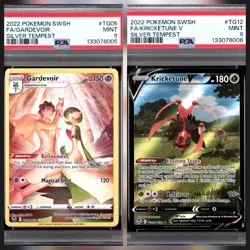 Pokemon 2022 Silver Tempest Gardevoir FA TG05 & Kricketune V TG12 PSA 9 Mint - Image 1