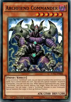 Yugioh Archfiend Commander CT11-EN006 Limited Edition Super Rare NM - Image 1