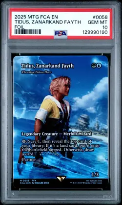 2025 MTG FINAL FANTASY THROUGH THE AGES FOIL #0058 TIDUS, ZANARKAND FAYTH PSA 10 - Image 1