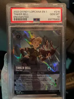 2023 DISNEY LORCANA EN 1-THE FIRST CHAPTER ENCHANTED #216 TINKER BELL PSA 10 - Image 1