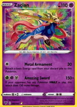 Pokemon TCG Zacian Amazing Rare Holo, Vivid Voltage - Image 1