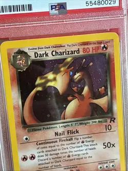 Vintage 2000 Pokemon Rocket Dark Charizard Holo PSA 7 NM - Image 2