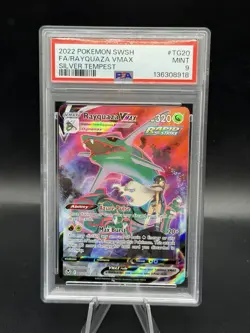 2022 POKEMON SWORD & SHIELD SILVER TEMPEST #TG20 FULL ART/RAYQUAZA VMAX PSA 9 - Image 1