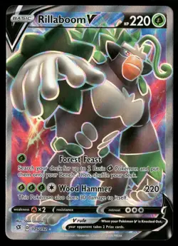 Rillaboom V (Full Art) Ultra Rare SWSH02: Rebel Clash 175/192 NM Pokemon TCG - Image 1