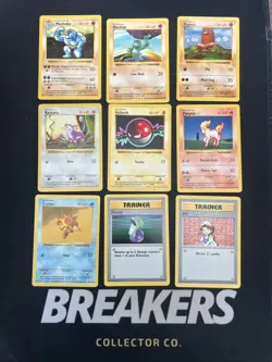 Base Set Vintage Shadowless Pokemon 9 Card Lot - Machoke, Staryu & Bill - Image 1