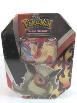 Pokemon TCG Eevee Evolutions Tin 2021 Flareon V Edition Factory Sealed - Image 1