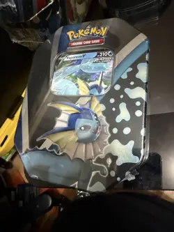 Pokemon TCG Vaporeon V Tin Eevee Evolutions Factory Sealed 2021 - Image 1