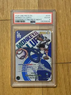 2025 ONE PIECE PROMOS DODGERS X ONE PIECE NIGHT #010 MONKEY D. LUFFY PSA 4 - Image 1