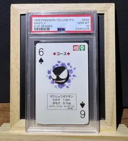 1998 POKEMON YELLOW VERSION PLAYING CARDS 6 OF SPADES #092 GASTLY PSA 10 - Image 1