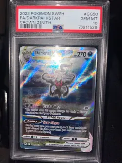 2023 POKEMON SWORD & SHIELD CROWN ZENITH #GG50 FULL ART/DARKRAI VSTAR PSA 10 - Image 2