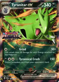Pokemon TCG Tyranitar EX Prismatic Evolutions STAMPED 064/131 Double Rare NM - Image 1