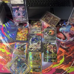 Pokemon 9 Raw Card Lot 1 Cgc 10 Mewtwo Slab Ancient Mew, Rayquaza, Charizard Tag - Image 1