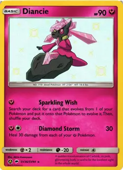 Pokemon TCG Diancie Shiny Holo Rare Hidden Fates: Shiny Vault SV36/SV94 NM - Image 1