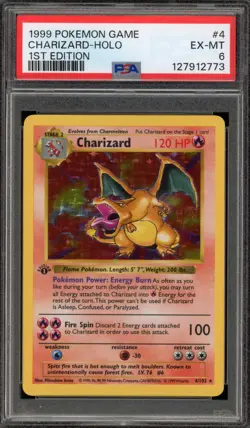 Pokemon Charizard Base Set Shadowless 1st Edition Holo Rare #4 PSA 6 - Image 1