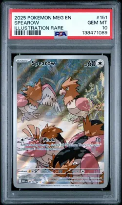 2025 POKEMON MEG EN-MEGA EVOLUTION ILLUSTRATION RARE #151 SPEAROW PSA 10 - Image 1
