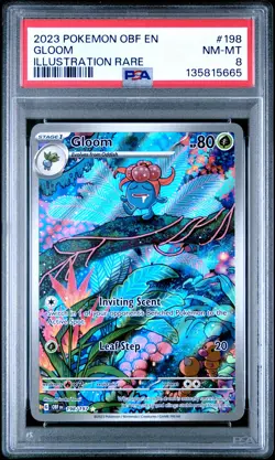 2023 POKEMON OBF EN-OBSIDIAN FLAMES ILLUSTRATION RARE #198 GLOOM PSA 8 - Image 1