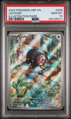 2023 POKEMON OBF EN-OBSIDIAN FLAMES ILLUSTRATION RARE #209 LECHONK PSA 10 - Image 1