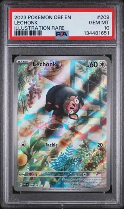 2023 POKEMON OBF EN-OBSIDIAN FLAMES ILLUSTRATION RARE #209 LECHONK PSA 10 - Image 1
