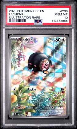 2023 POKEMON OBF EN-OBSIDIAN FLAMES ILLUSTRATION RARE #209 LECHONK PSA 10 - Image 1