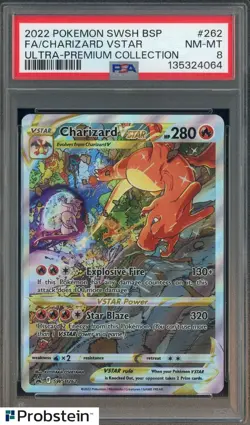 FA/Charizard Vstar 2022 Pokemon SWSH BSP Ultra-Premium Collection PSA 8 - Image 1