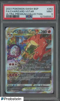 2022 Pokemon SWSH BSP Ultra Premium Collection #262 Charizard Vstar FA PSA 9 - Image 1