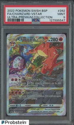 2022 Pokemon SWSH BSP Ultra Premium Collection #262 Charizard Vstar FA PSA 9 - Image 1