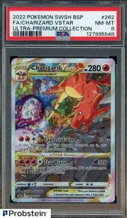 2022 Pokemon SWSH BSP Ultra Premium Collection #262 Charizard Vstar FA PSA 8 - Image 1