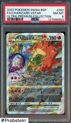 2022 Pokemon SWSH BSP Ultra Premium Collection #262 Charizard Vstar FA PSA 8 - Image 1