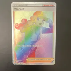 Pokemon Worker 209/195 Silver Tempest Full Art Trainer Holo Secret Rare TCG - Image 1