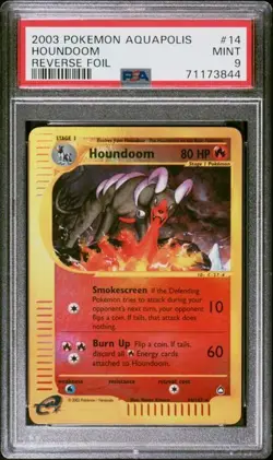 PSA 9 MINT Houndoom 14/147 Reverse Holo Pokemon 2003 Aquapolis Pop 74 - Image 1