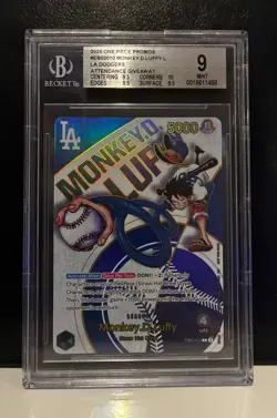 2025 One Piece Promos Monkey D. Luffy x Dodgers Attendance Giveaway BGS 9 - Image 1